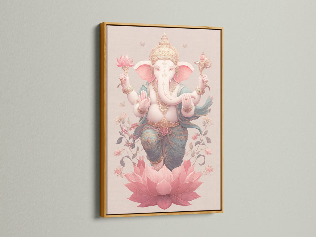 Olifantengodheid kunstprint - spirituele wanddecoratie, lotusbloemkunstwerk, hindoeïstisch geïnspireerde woondecoratie, heilige dierenkunst, meditatieruimte