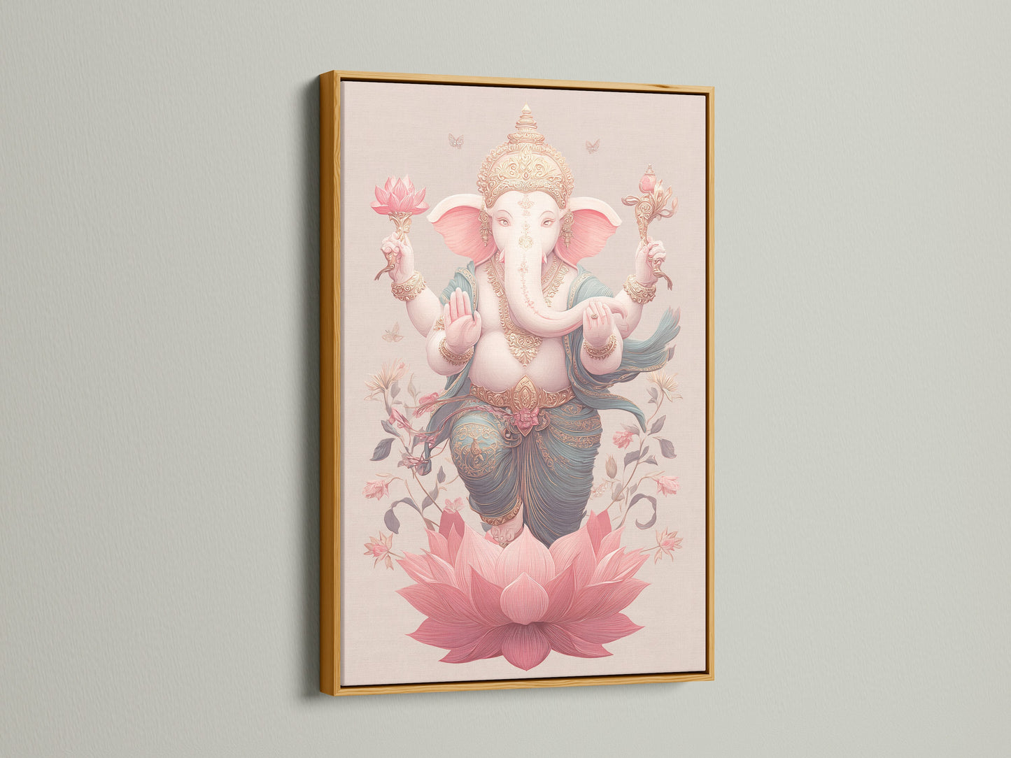 Elephant Deity Art Print - Spiritual Wall Decor, Lotus Flower Artwork, Hindu Inspired Home Decor, Sacred Animal Art, Meditation Room