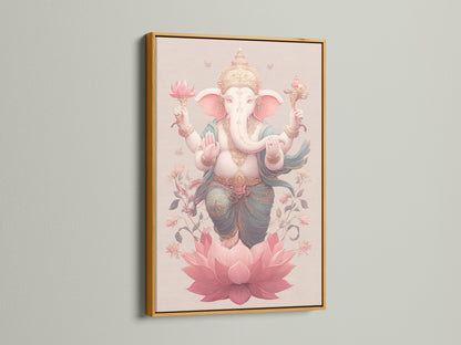 Elephant Deity Art Print - Spiritual Wall Decor, Lotus Flower Artwork, Hindu Inspired Home Decor, Sacred Animal Art, Meditation Room