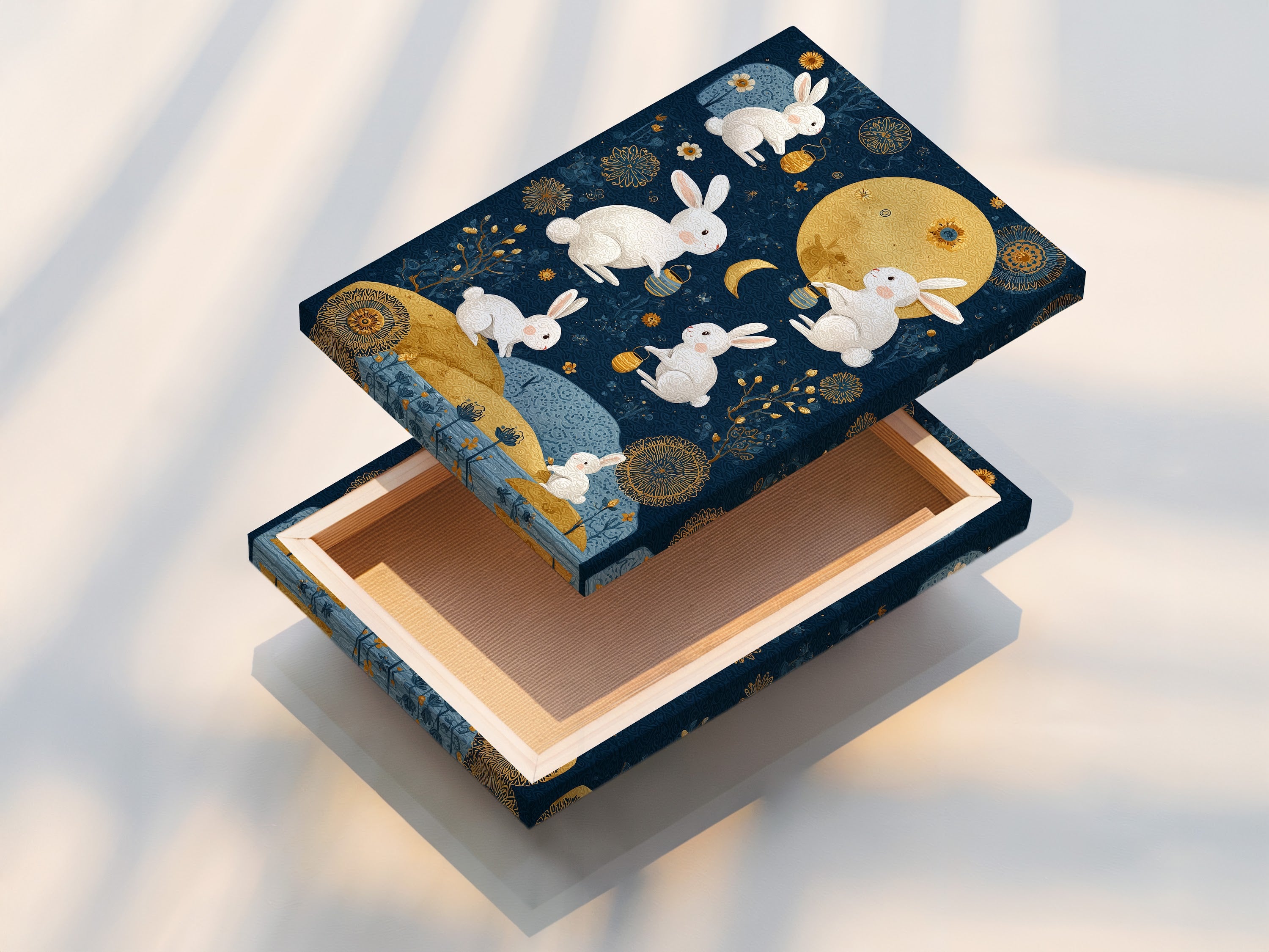 This is a detailed view of a stretched canvas print. The texture and depth of the canvas are visible. It offers a ready-to-hang art solution. Add dimension to your walls with canvas prints.