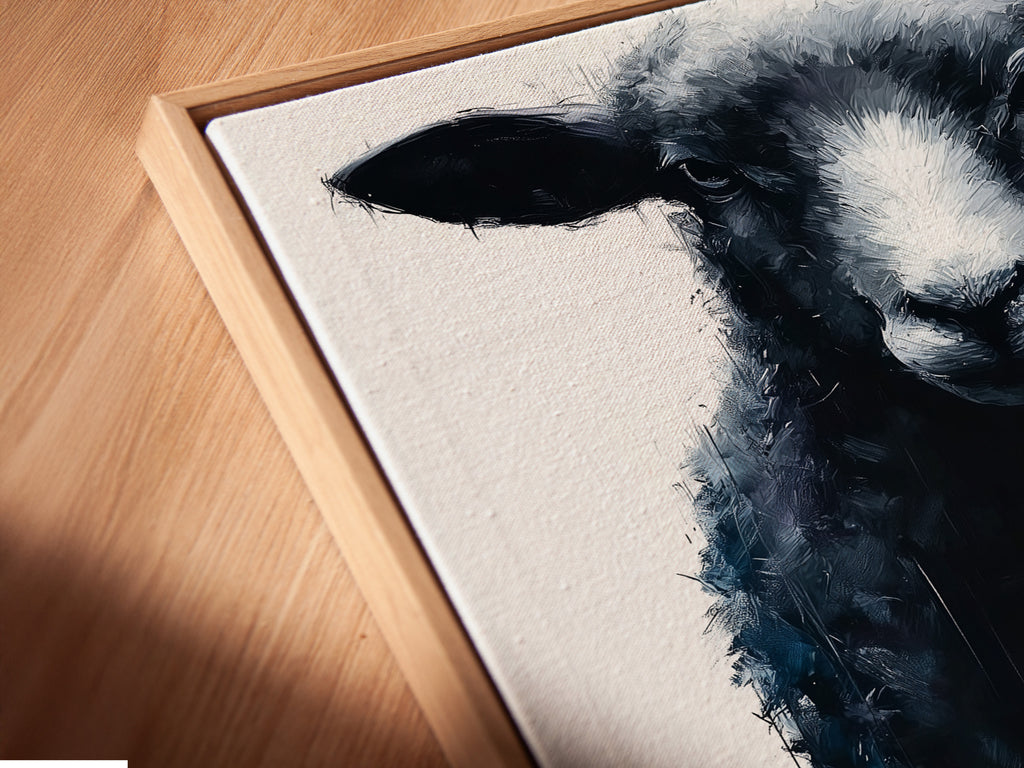 Black Sheep Art Print - Modern Farmhouse Wall Art, Minimalist Animal Painting, Contemporary Home Decor, Dripping Paint Style