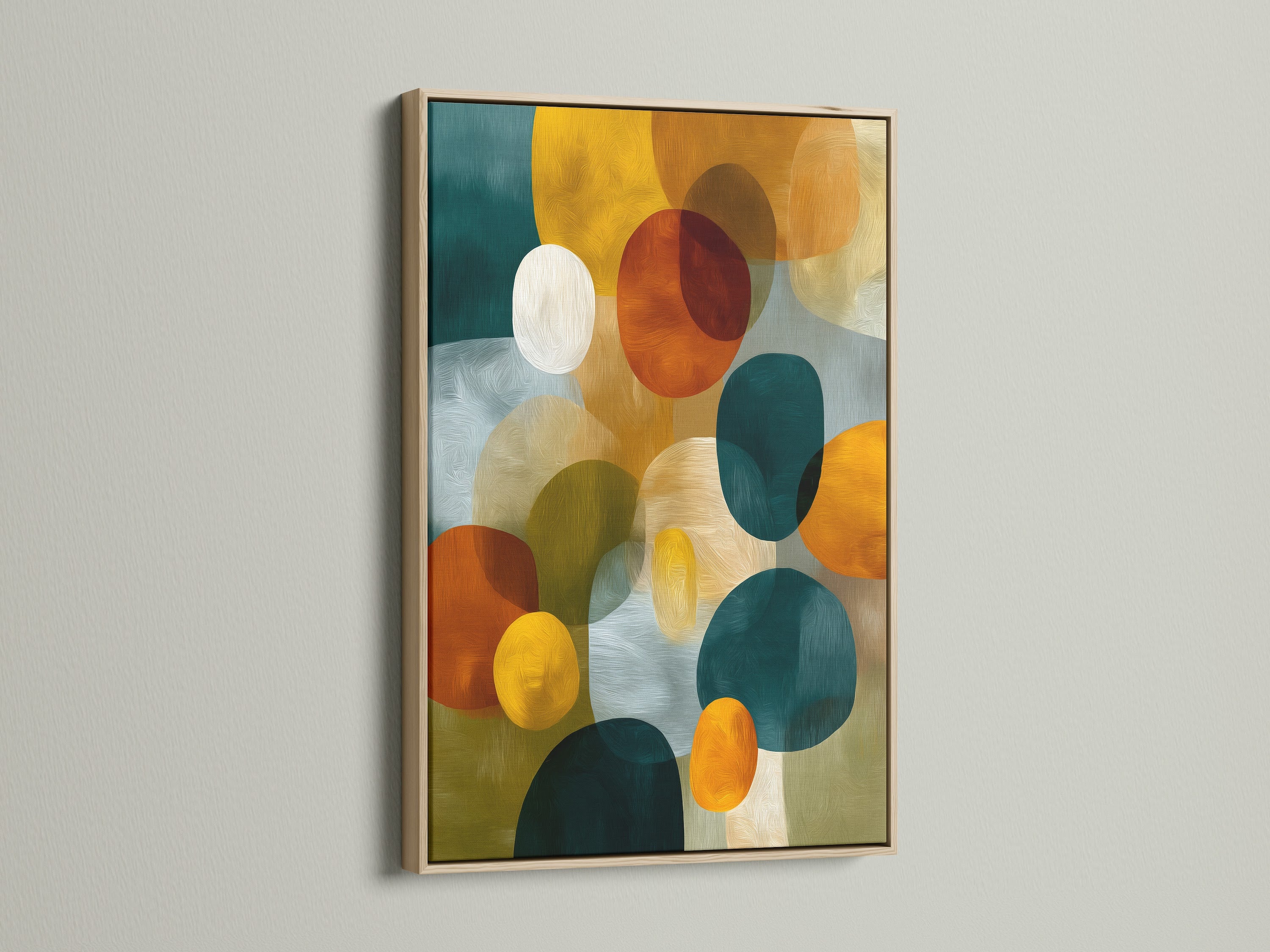Abstract Geometric Canvas Print - Mid Century Modern Wall Art, Colorful Circles Artwork for Living Room Decor