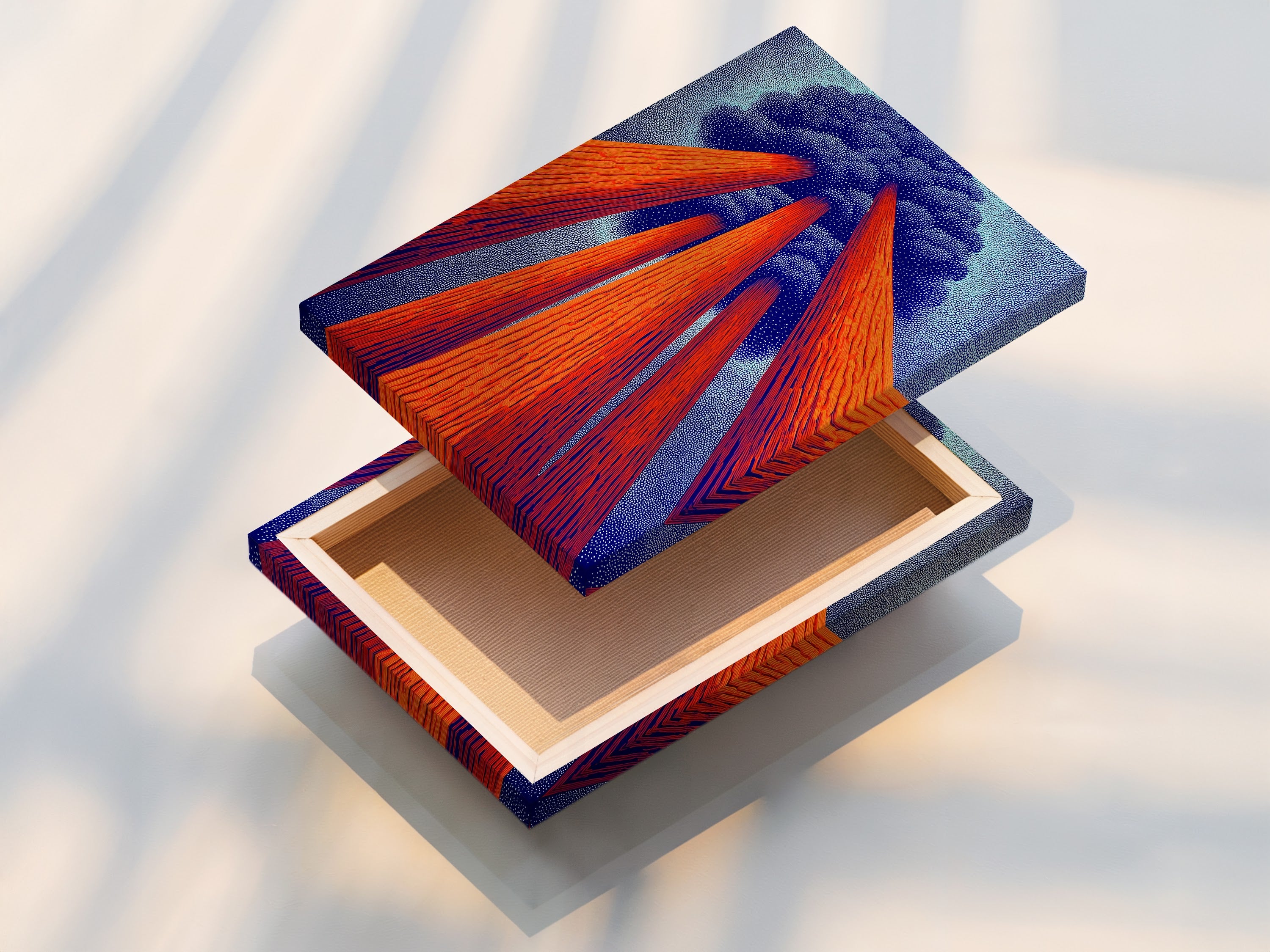 A stretched canvas print of Sequoia art is ready to hang. This redwood forest artwork brings nature indoors. The stretched canvas print highlights modern tree artwork. Earth tones create a warm and inviting atmosphere. Perfect for any wall.