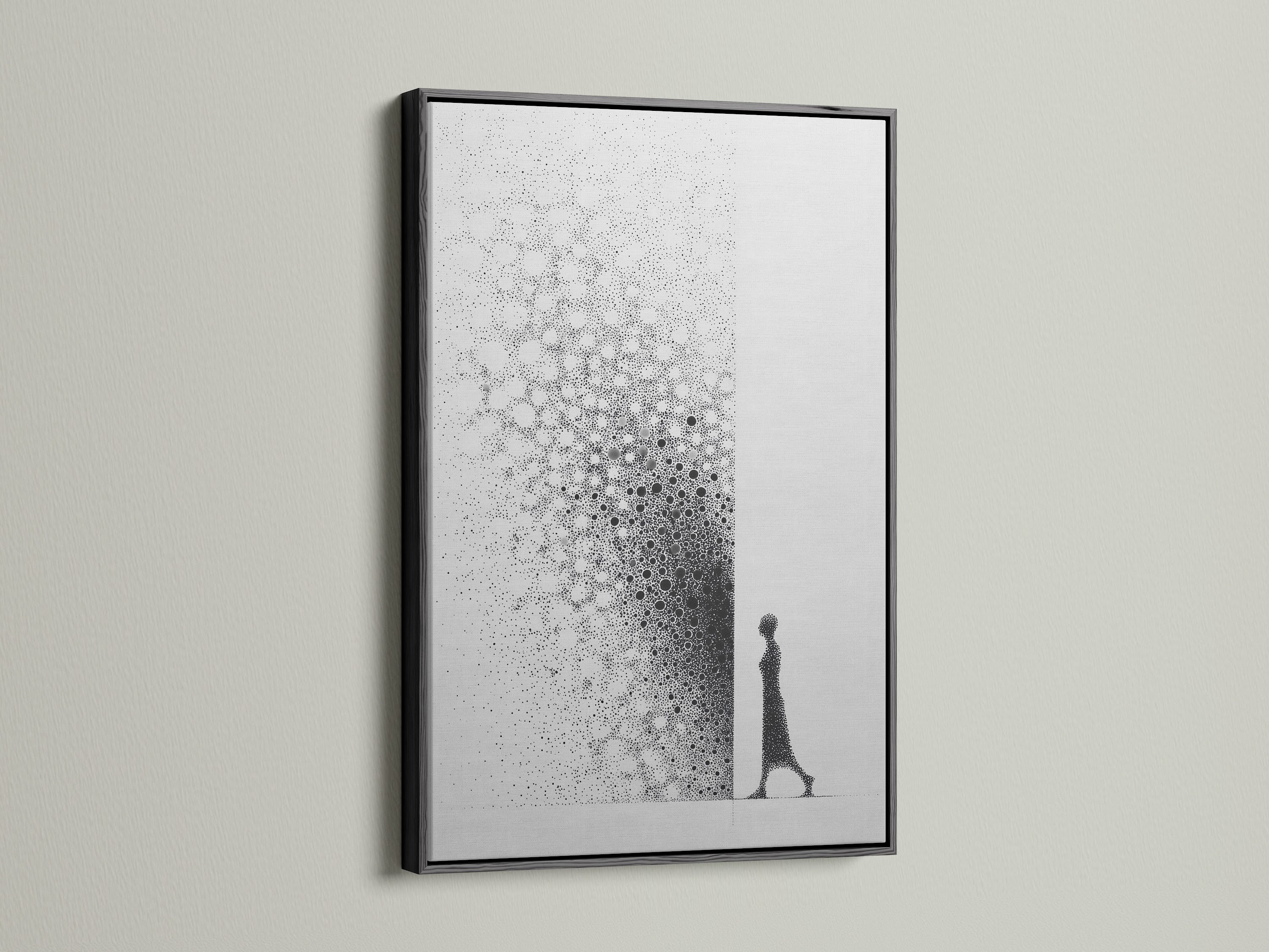 A black frame adds a touch of sophistication. It creates a bold statement on any wall. It provides a sleek contemporary feel. It is perfect for modern and minimalist interiors. It helps artwork stand out