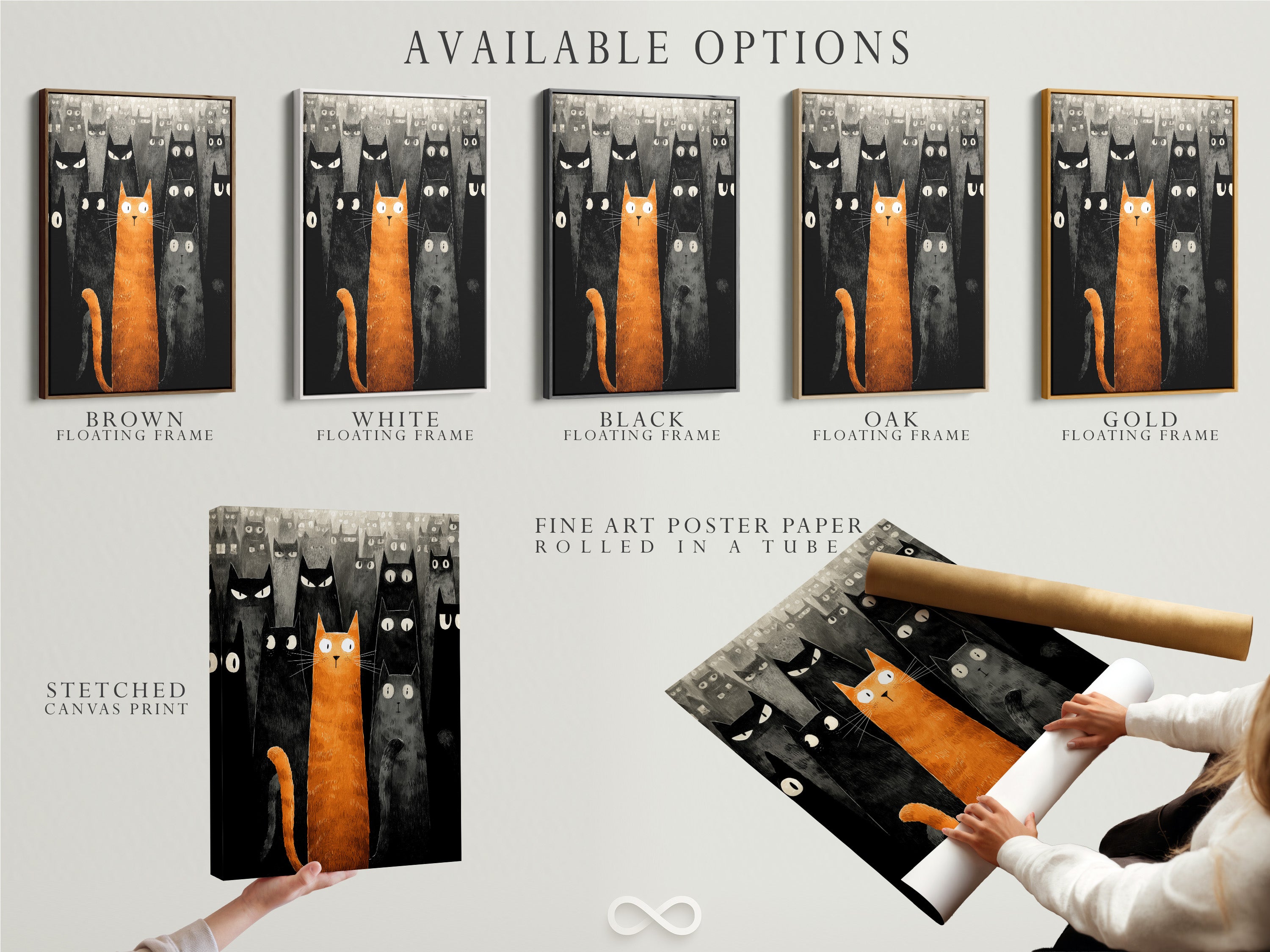 Explore the available options for your artwork. Choose from stretched canvas prints. Select fine art poster paper or a floating frame. Customize your art to match your style. Discover the perfect presentation now. Shop today