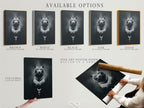 Explore the available options for this mystical tiger art. Choose from a stretched canvas print fine art poster paper or a floating frame. Customize your celestial animal wall art to match your style. Perfect spiritual decor.