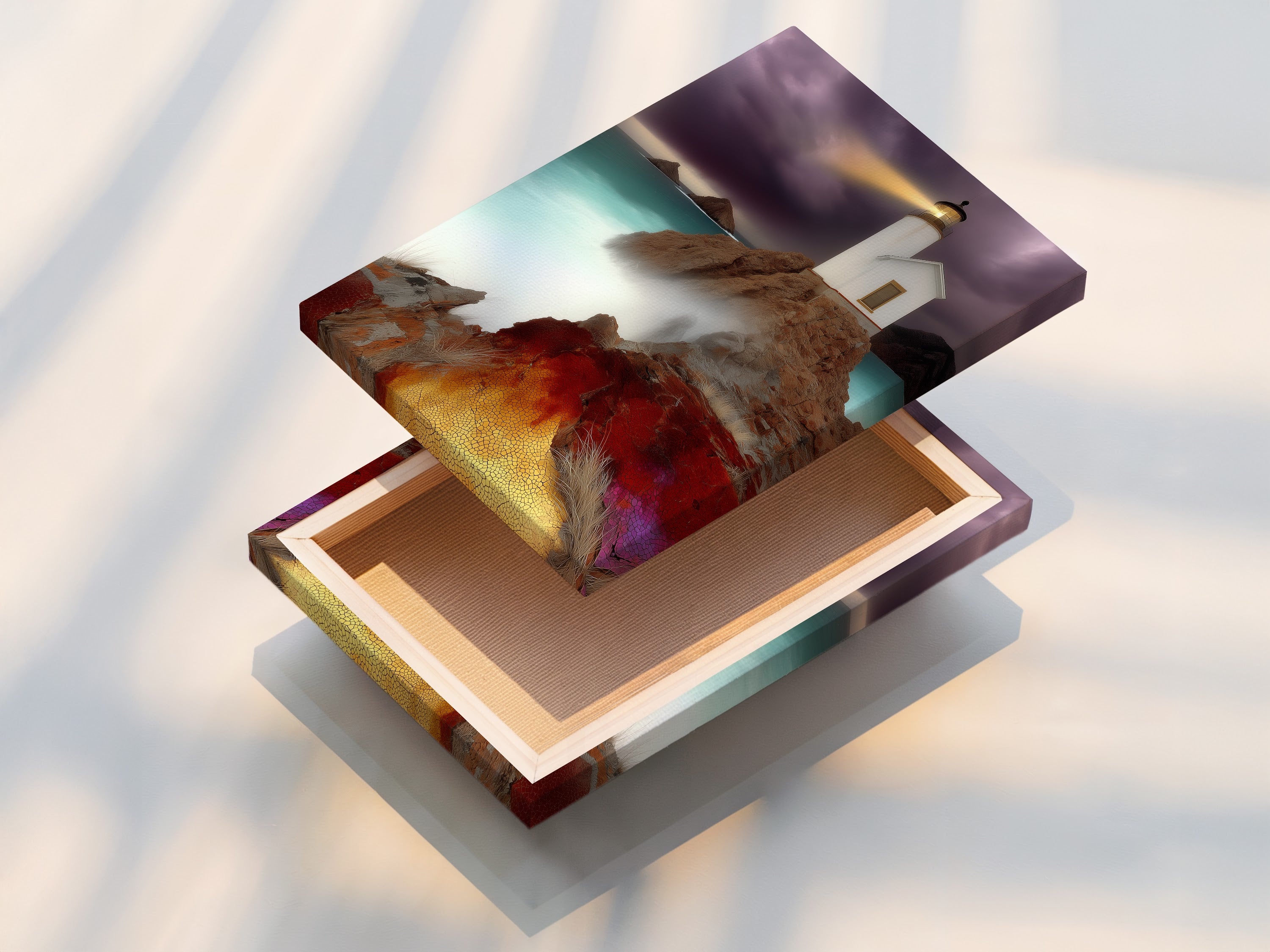 A beautiful stretched canvas print. Ready to hang and display. The stretched canvas provides a gallery wrapped look. Perfect for showcasing coastal art. Explore our range of canvas prints today.