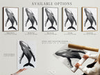 Available options for the Humpback Whale art print. Choose from stretched canvas print fine art poster paper or floating frame. Customize your artwork to match your style. Perfect for coastal and nautical themes. Get your whale artwork now