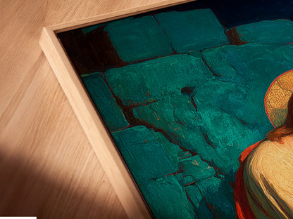 A close-up view of canvas print in a floating frame. The artwork appears to float within the frame. It creates a unique and eye-catching effect. Floating frames offer a modern and stylish presentation. They are perfect for showcasing your artwork. Get yours today.