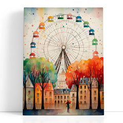 A Day in Paris Under the Ferris Wheel - Canvas Print