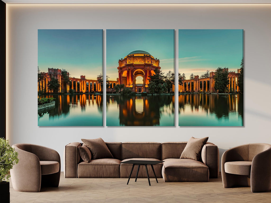 Palace of Fine Arts Canvas Print, San Francisco Landmark Wall Art, Sunset Architecture Canvas, Large California Cityscape, Iconic SF Decor