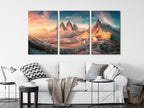 Dolomites Landscape Wall Art - Tre Cime di Lavaredo Canvas Print, XXL Mountain Sunset Artwork, Italian Alps Decor, Alpine Nature Scene Print