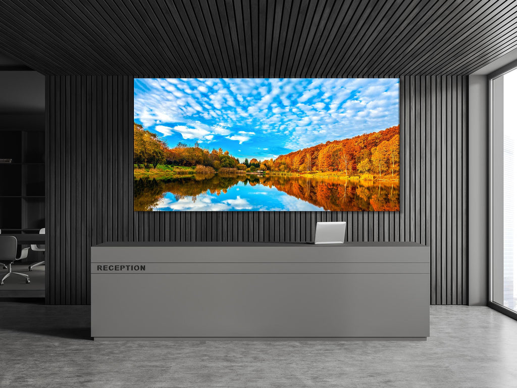 Autumn Lake Wall Art, 5-Panel Massachusetts Mountain Landscape Canvas Print, Large Fall Nature Art Print, Scenic Mountains Wall Art Painting