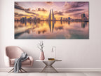 Bahrain Skyline Wall Art, Cityscape Sunset Canvas, 3-Panel Cityscape Print, Bahrain World Trade Center, Modern Urban Print for Office Decor