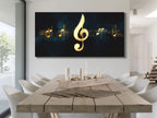 Muziekmuurkunst G-sleutel Canvas Print Gouden Muzieknoten Kunstwerk Cadeau voor Muzikanten Woonkamer Kantoor of Muziekstudio Decoratie Muziekprint