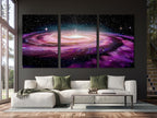 Impression sur toile de la Voie Lactée, grande œuvre murale spatiale, décor de nébuleuse cosmique violette, ciel nocturne étoilé, scène de galaxie dans l’univers