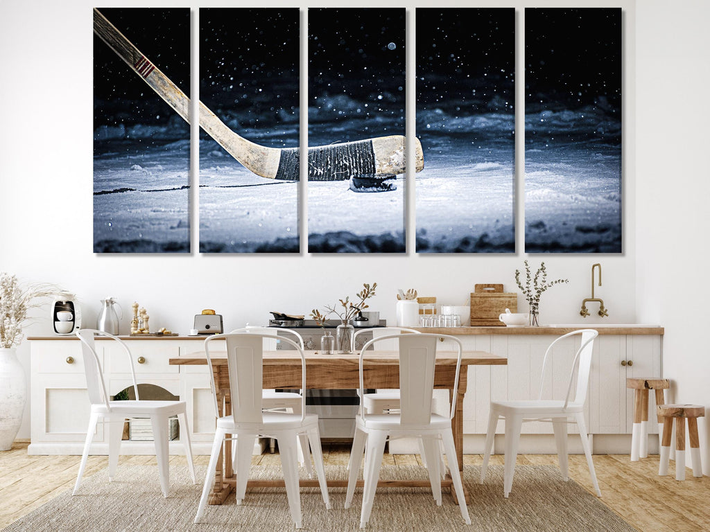 Hockey-Kunst-Wanddekoration - Moderne Hockey-Wandkunst, Hockey-Kunstwerk auf Leinwand, großer Hockey-Druck, Hockey-Dekor für Jungenzimmer, Geschenk für Hockey-Liebhaber