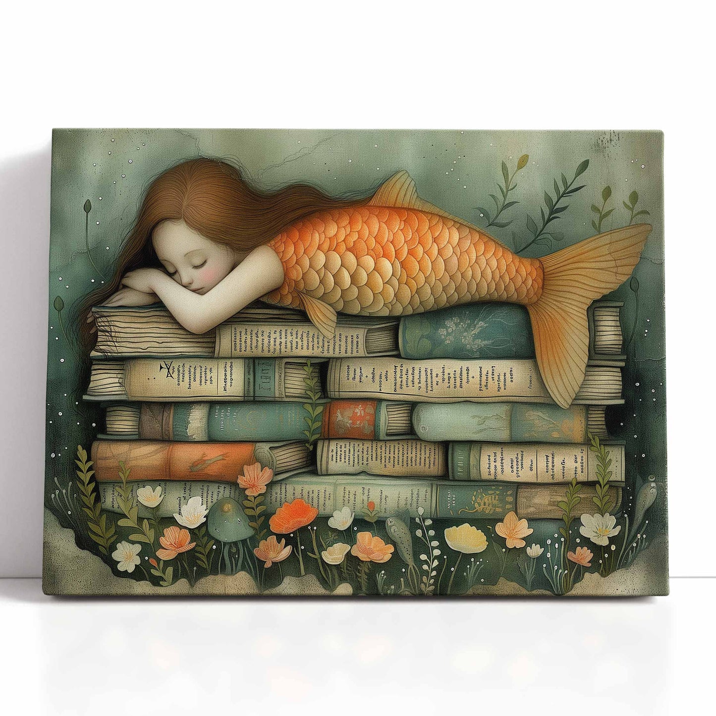   Surreal Library Mermaid Print