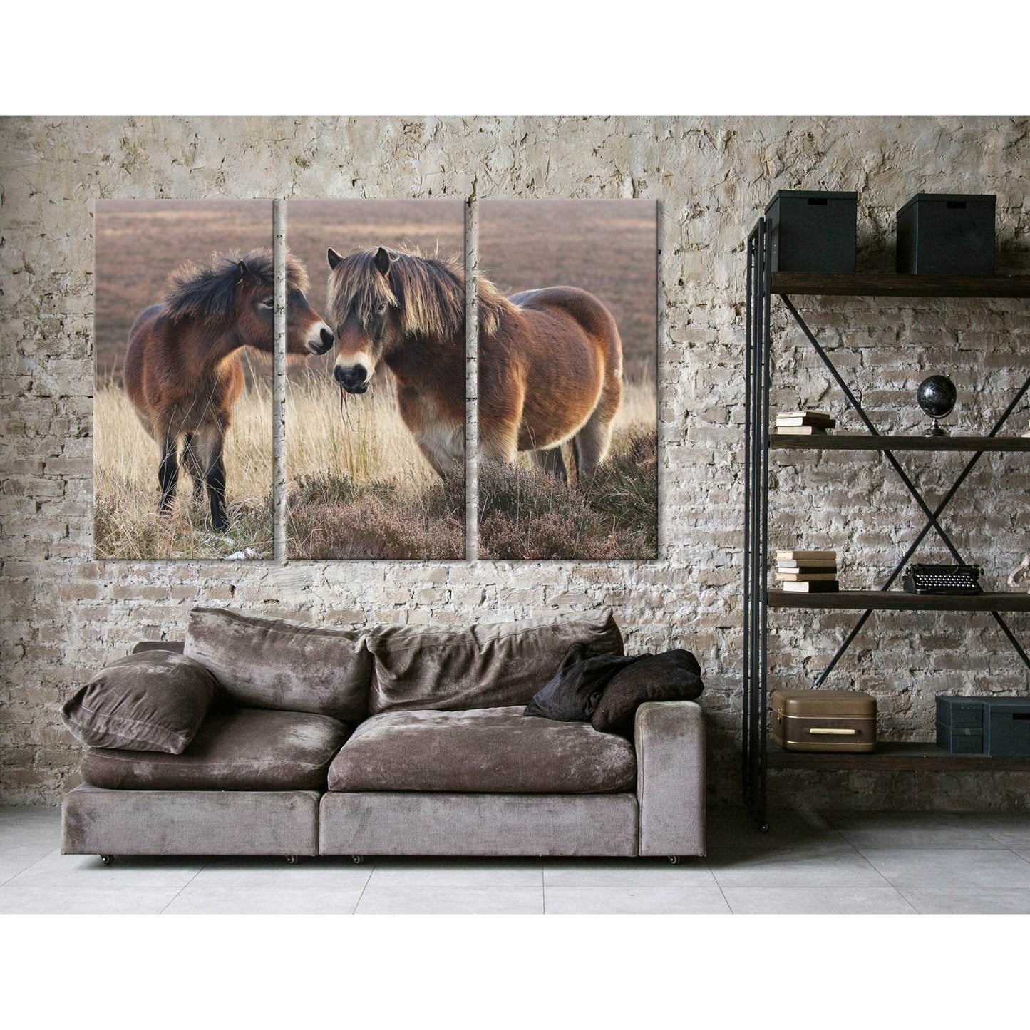 Pony And Horse On Moorland In Exmoor №04231 Ready to Hang Canvas PrintCanvas art arrives ready to hang, with hanging accessories included and no additional framing required. Every canvas print is hand-crafted, made on-demand at our workshop and expertly s