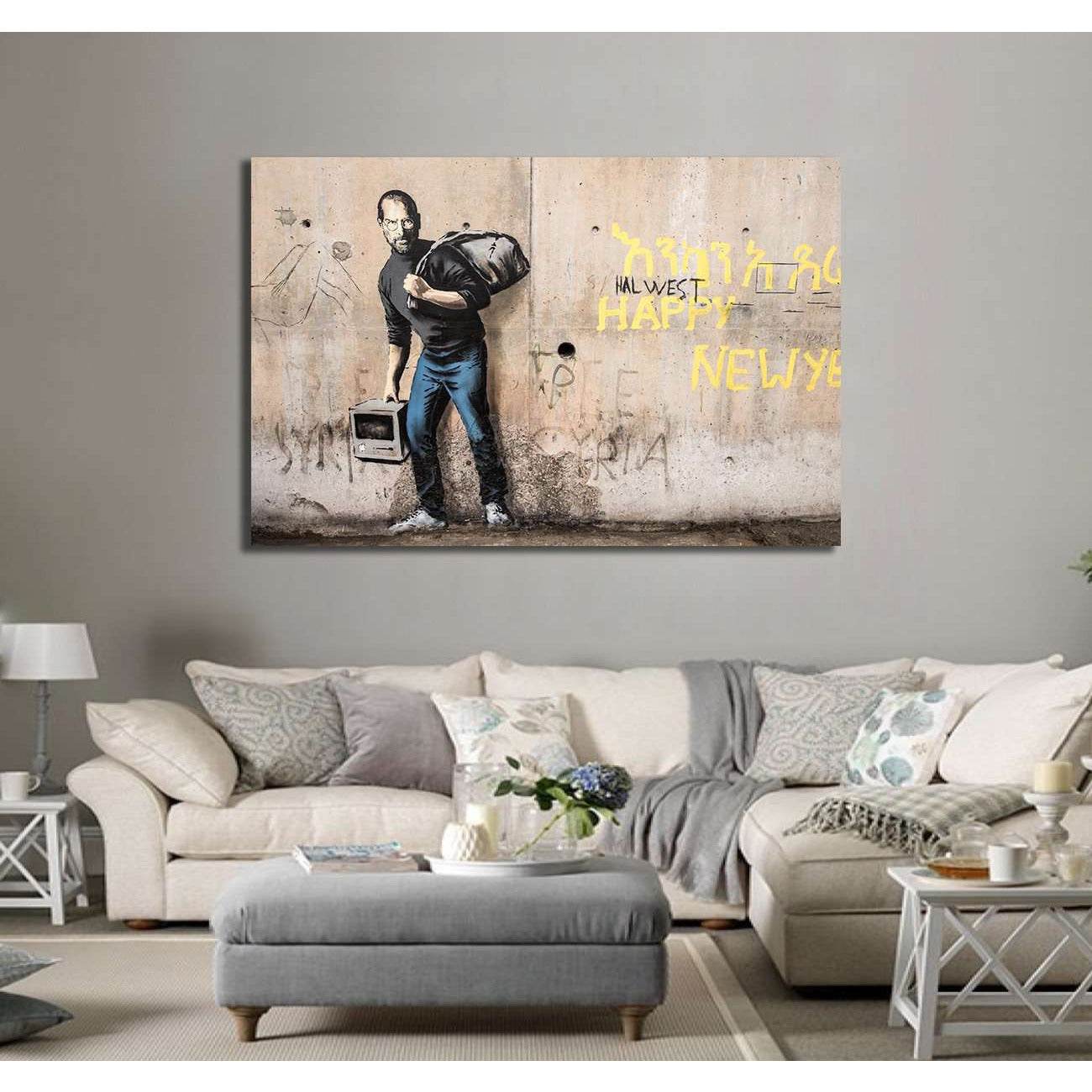Steve Jobs Syrian refugee - Canvas printCanvas art arrives ready to hang, with hanging accessories included and no additional framing required. Every canvas print is hand-crafted, made on-demand at our workshop and expertly stretched around 100% North Ame