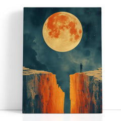 Moon Over Cliff Illustration Canvas Art