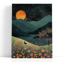 « Fleurs sauvages vibrantes au clair de lune », impression sur toile