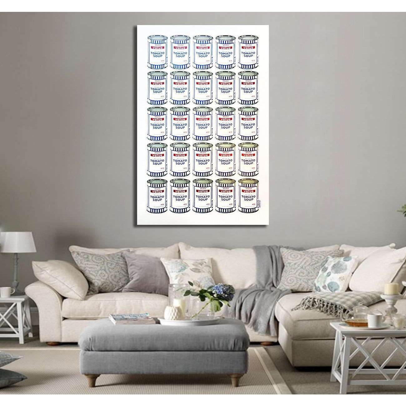 Banksy soup cans - Canvas printCanvas art arrives ready to hang, with hanging accessories included and no additional framing required. Every canvas print is hand-crafted, made on-demand at our workshop and expertly stretched around 100% North American Pin