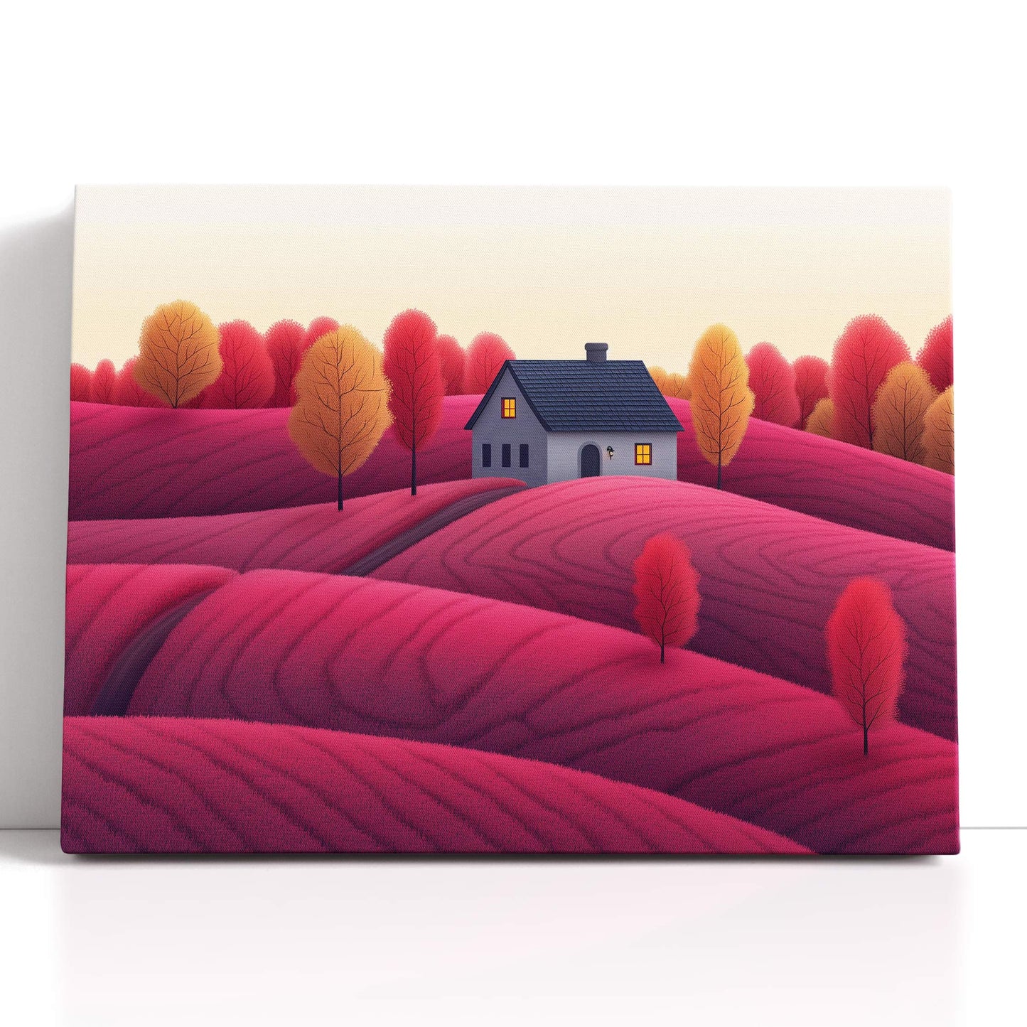 Twilight Glow Over Pink Fields - Canvas Print