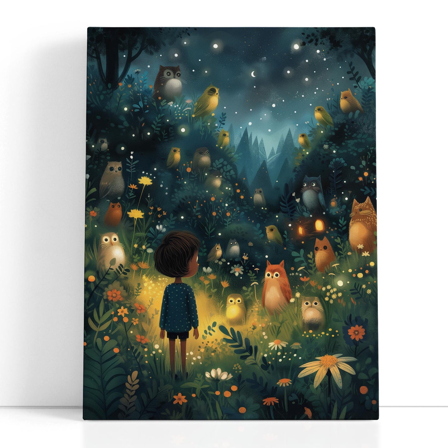 Starlit Owl Gathering Canvas Art