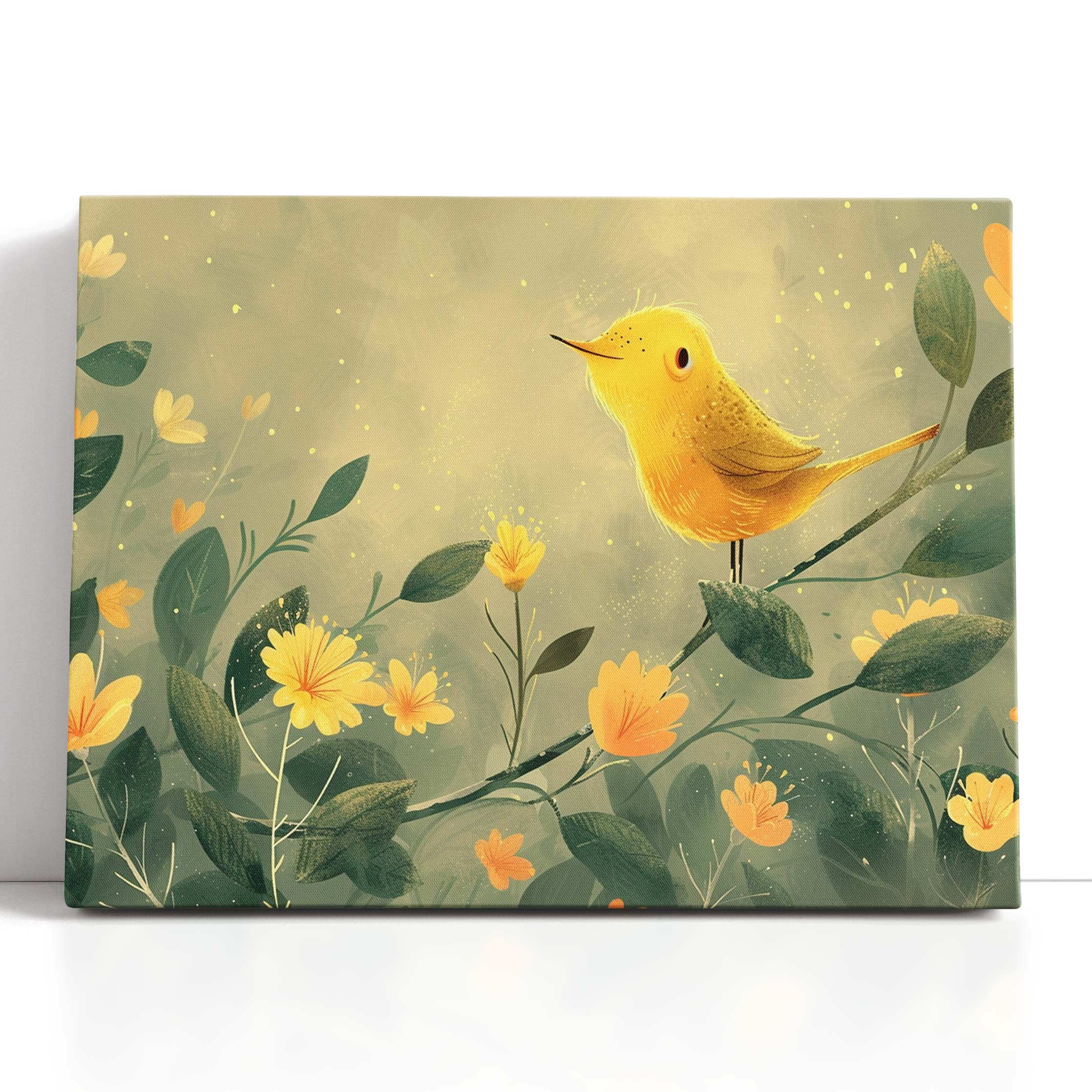 Sunny Yellow Bird and Blooms  Artprint