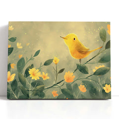 Sunny Yellow Bird and Blooms  Artprint