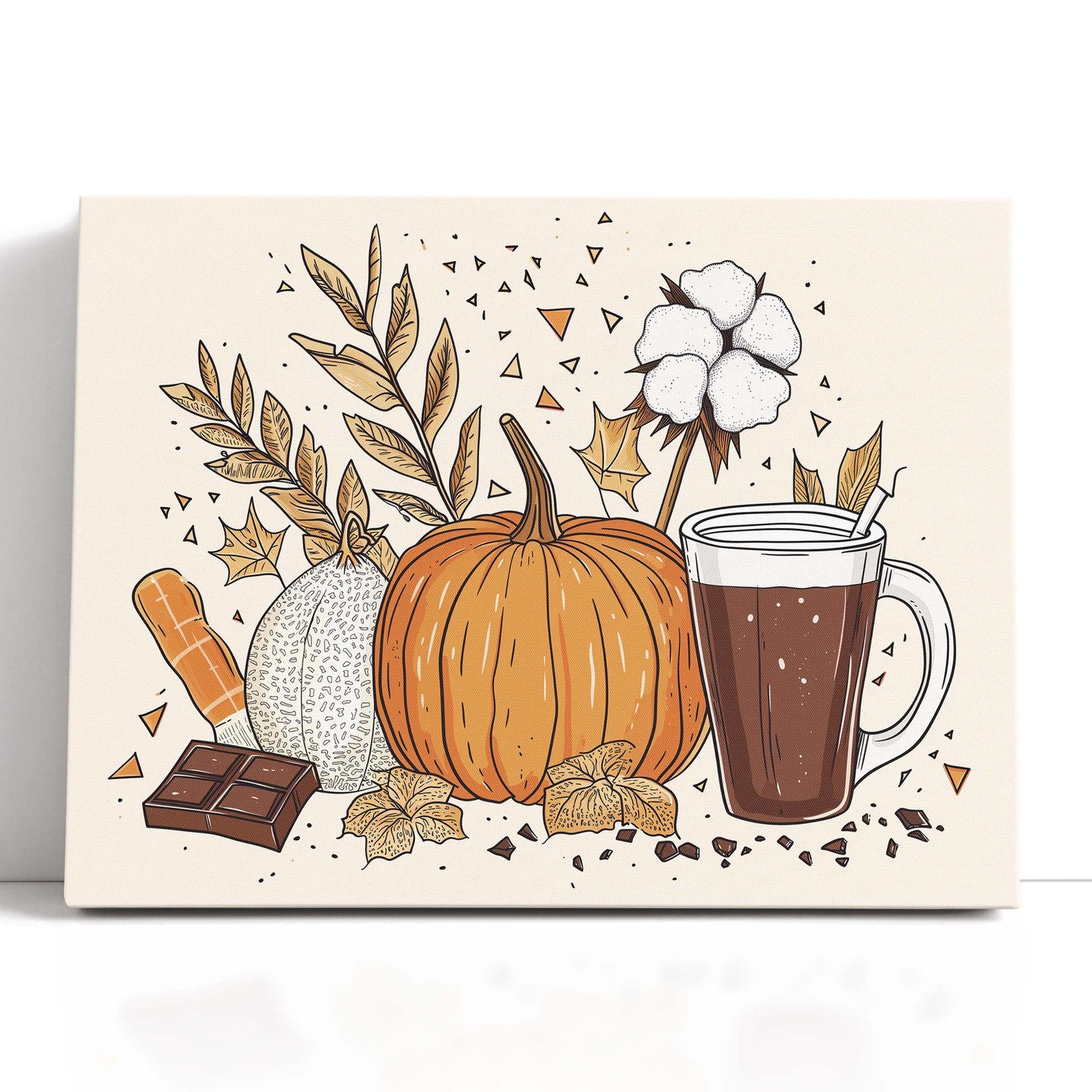 Autumn Harvest Pumpkin and Cocoa - Canvas Print