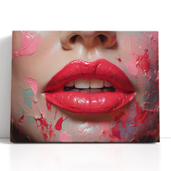Pink Lips Canvas Art     