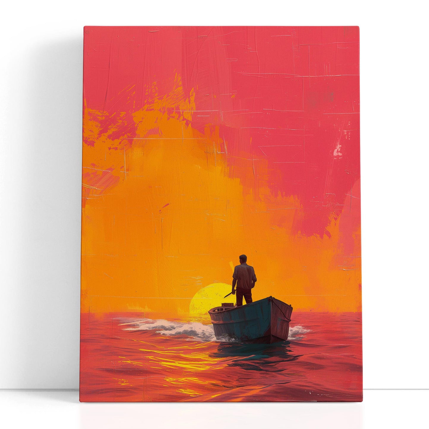 Vivid Sunset Rowing Canvas Art