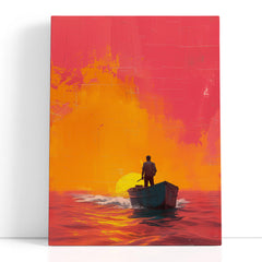 Vivid Sunset Rowing Canvas Art