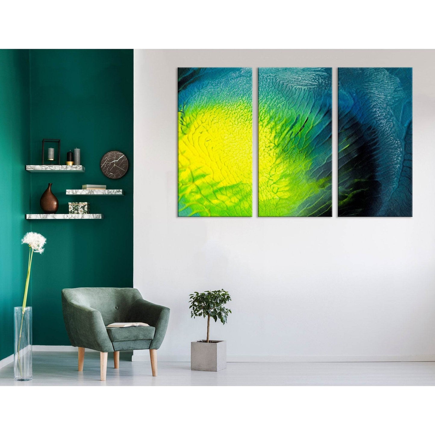 Yellow, Green And Blue Abstract №04300 Ready to Hang Canvas PrintCanvas art arrives ready to hang, with hanging accessories included and no additional framing required. Every canvas print is hand-crafted, made on-demand at our workshop and expertly stretc