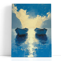 Paisaje acuático sereno con barcos - Impresión en lienzo