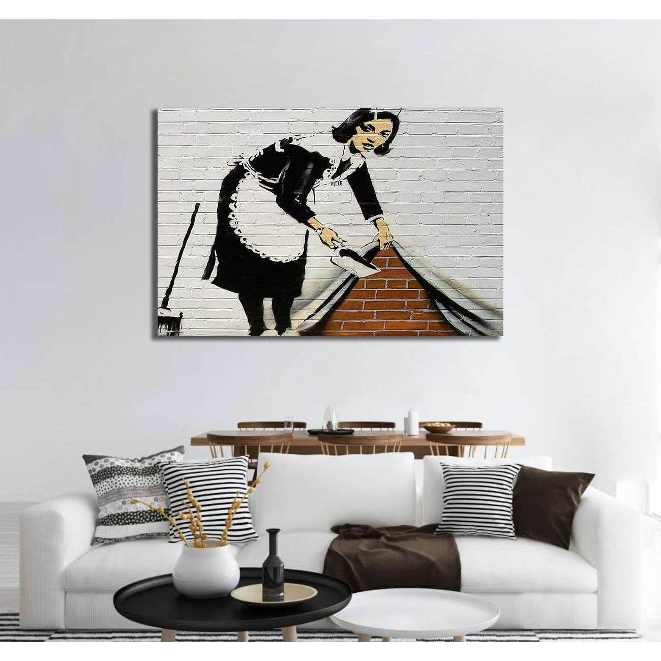 Banksy French maid sweeping - Ready to Hang Canvas PrintCanvas art arrives ready to hang, with hanging accessories included and no additional framing required. Every canvas print is hand-crafted, made on-demand at our workshop and expertly stretched aroun