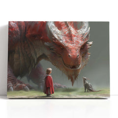 Cuento épico del dragón y el niño - Lienzo impreso