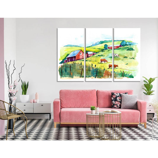 Flock Of Cows On A Colorful Field №04242 Ready to Hang Canvas PrintCanvas art arrives ready to hang, with hanging accessories included and no additional framing required. Every canvas print is hand-crafted, made on-demand at our workshop and expertly stre