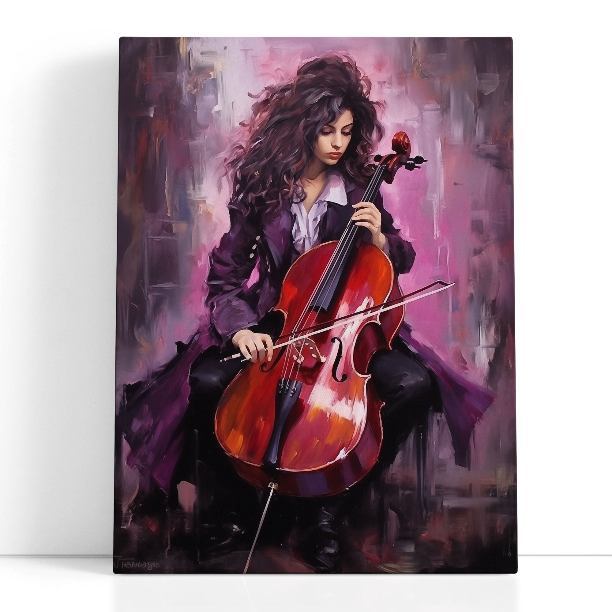 Female Cello Player Canvas Art