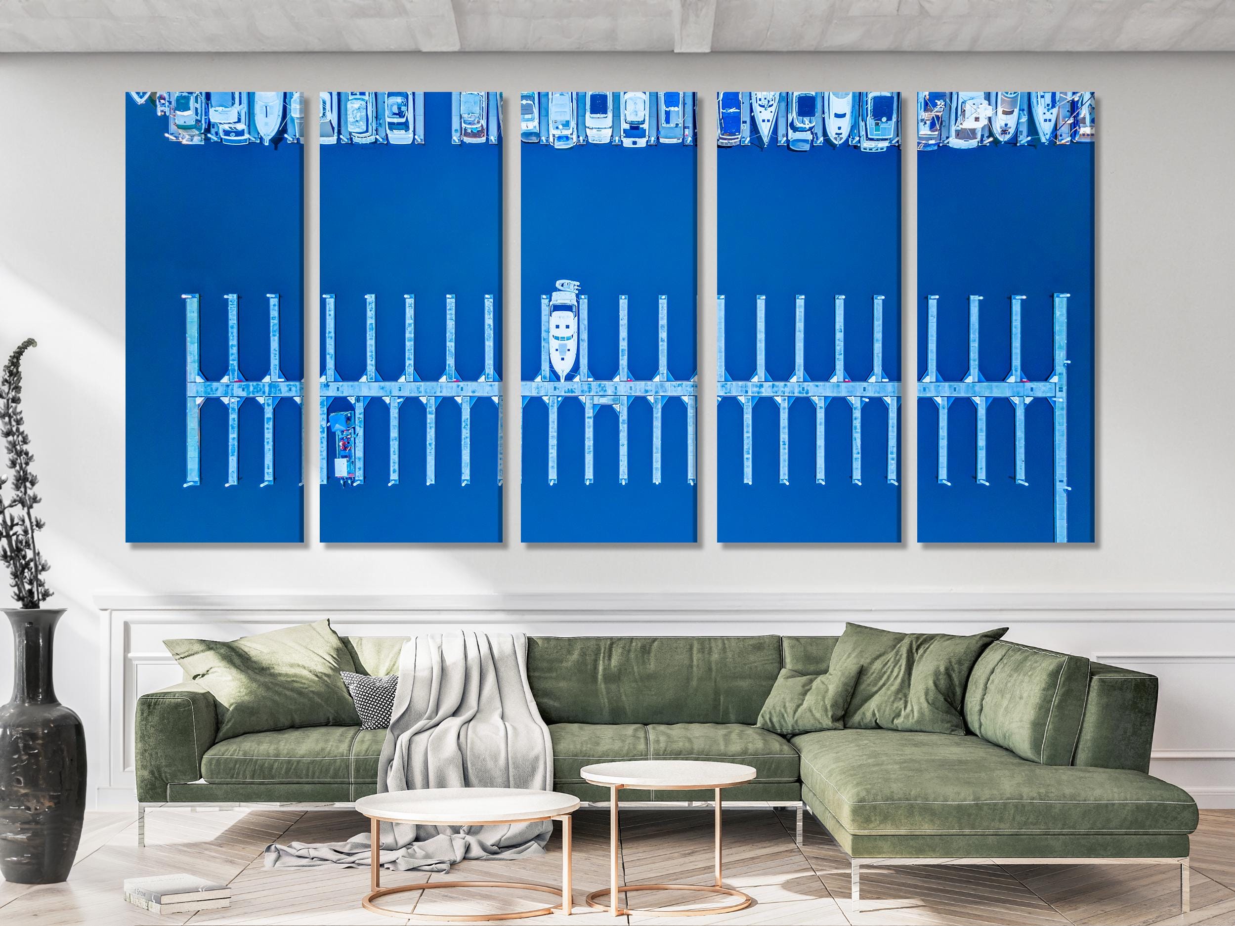 San Diego Marina Canvas Print, Large Aerial View Wall Art, Coastal Nautical Artwork, Modern Harbor Art Print, Ocean Wall Decor for Office