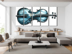 Viool wandkunst, blauw muziekinstrument, canvas print, abstract muziekkunstwerk, moderne studio-inrichting, cadeau voor violist, woonkamer wandkunst