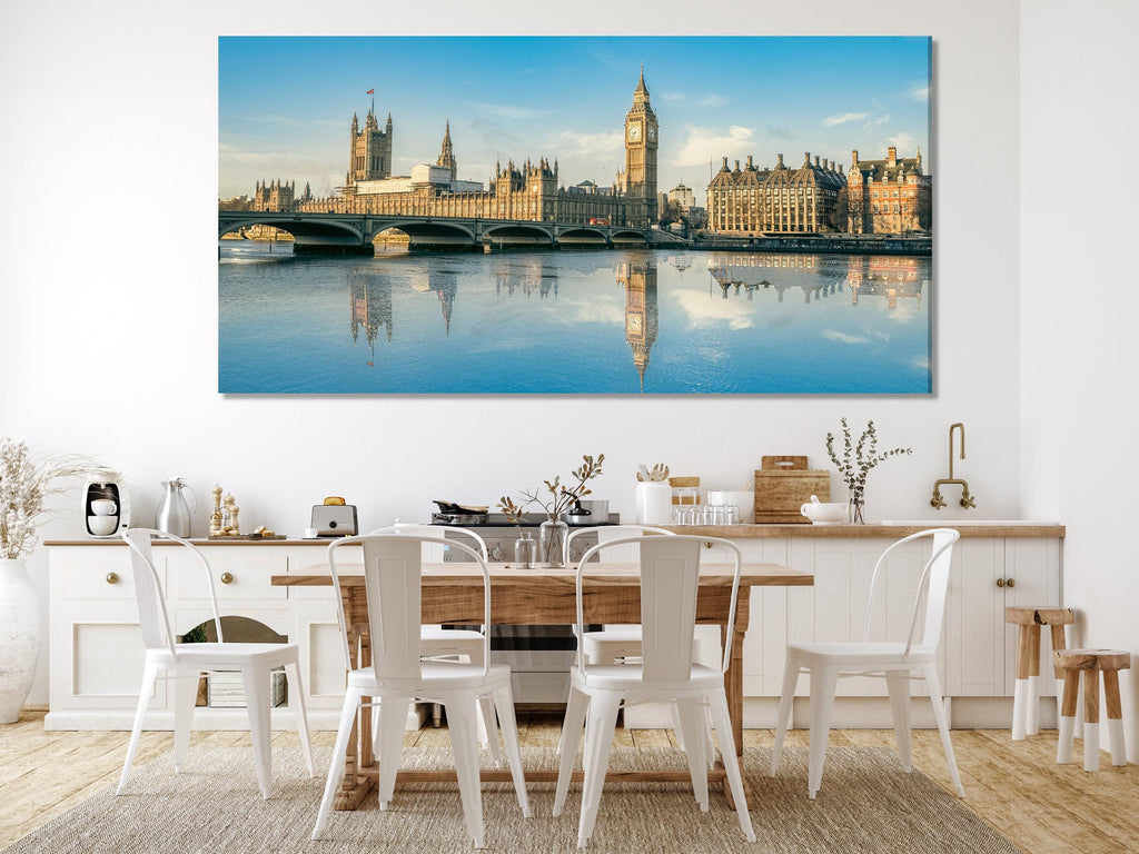 Big Ben Canvas Art - London Wall Art, Westminster Palace over River Thames Canvas Print, London Cityscape, London Wall Art, London Art Print