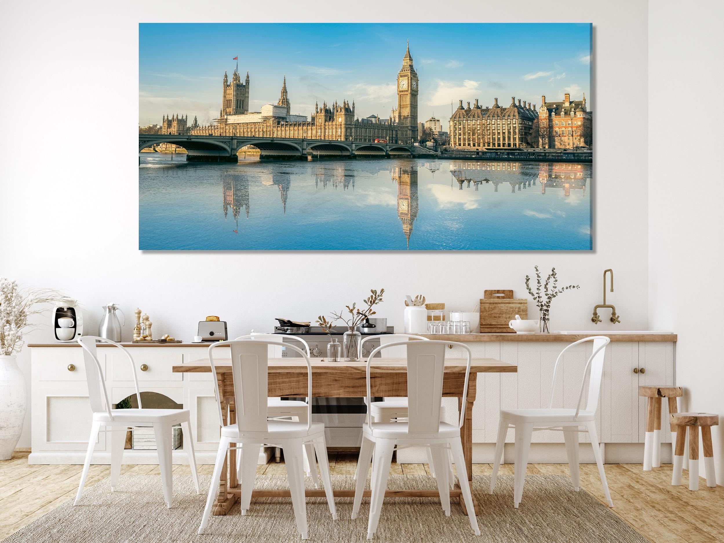 Big Ben Canvas Art - London Wall Art, Westminster Palace over River Thames Canvas Print, London Cityscape, London Wall Art, London Art Print