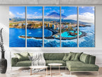 Tenerife Large Print - Puerto de la Cruz Canvas Print, Aerial 3-Panel Tenerife Coastline Print, Coastal Wall Art, Tenerife Modern Home Decor