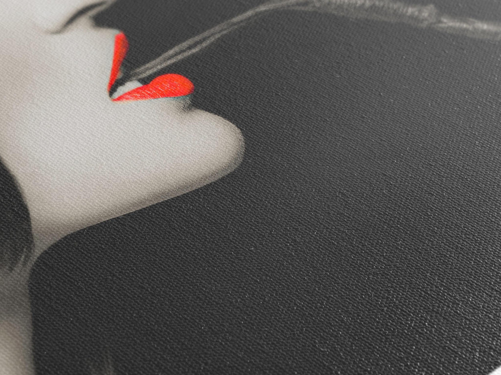 Elegant BDSM Art Print – Bold Red Lips and Whip Wall Art, Sensual Canvas Print Wall Decor for Kinky Boudoir or Dungeon Aesthetic