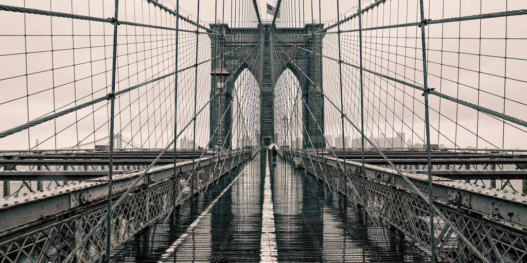 Brooklyn Bridge Canvas Print, Black and White New York City Art, Iconic Bridge Wall Decor, Industrial Urban Landscape, Large NYC Canvas Art