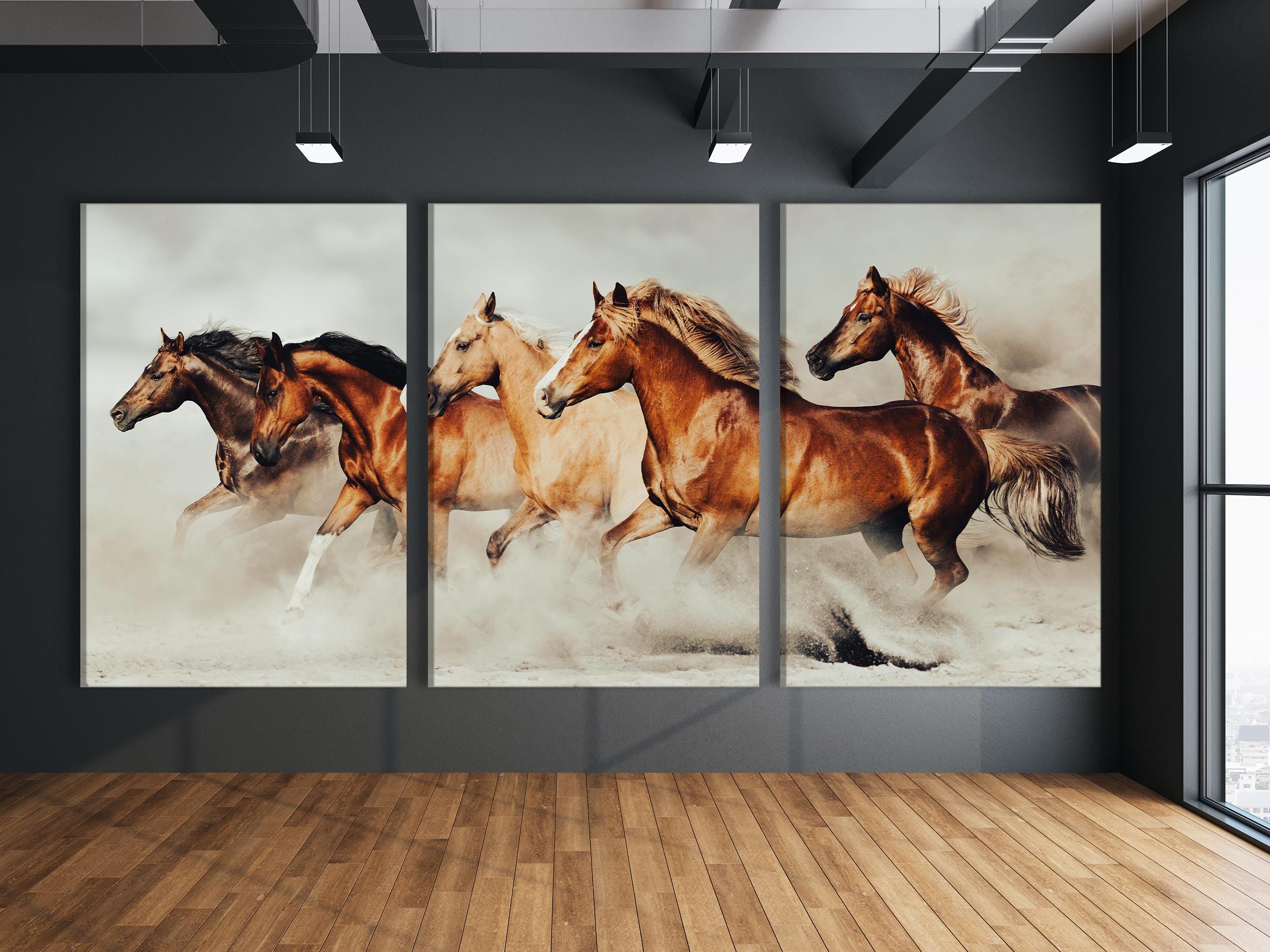 Paardenmuurkunst - Oversized paardencanvasprint, grote paardenkunstprint, galopperend paardenkunstwerk, cadeau-idee voor paardenliefhebbers, decoratie boven de bank