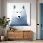 Arctic Wolf Wall Art - White Wolf Canvas Print, Minimalist Wildlife Artwork, Nordic Wall Decor, Wolf Art Print, Abstract Wolf Wall Art Print
